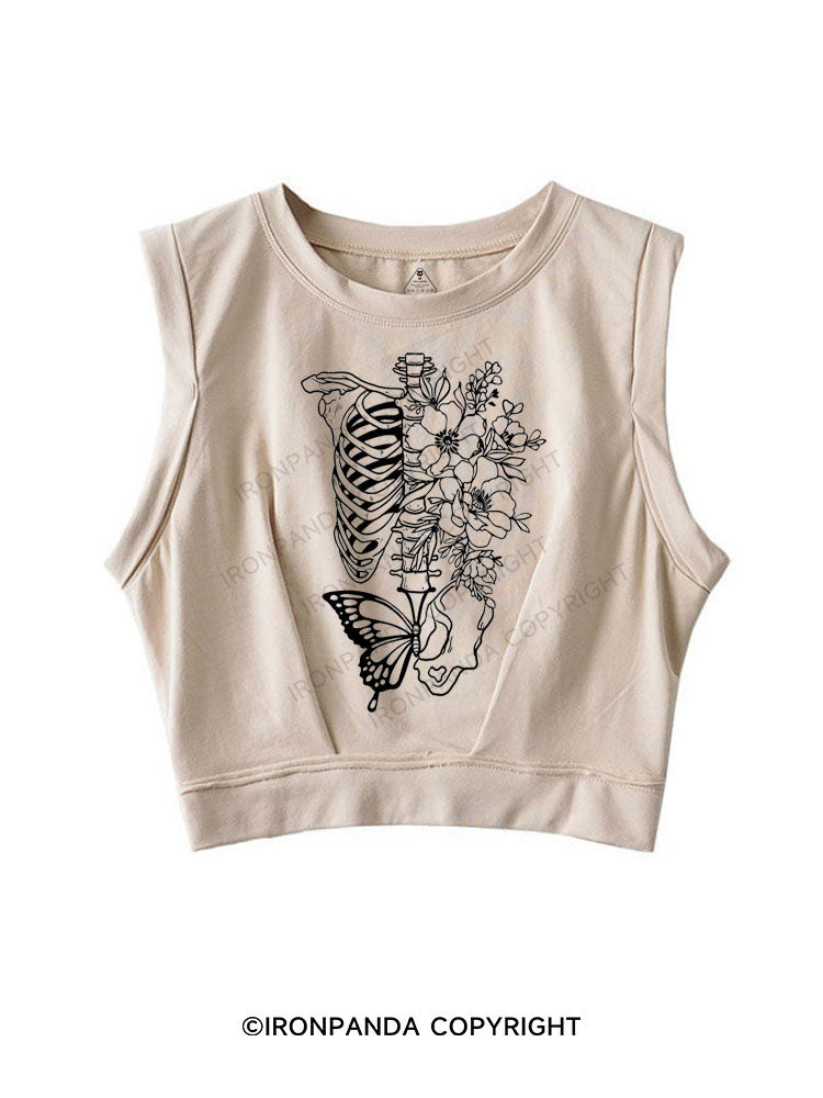 BLOOMING STRENGTH SLEEVELESS CROP TOPS