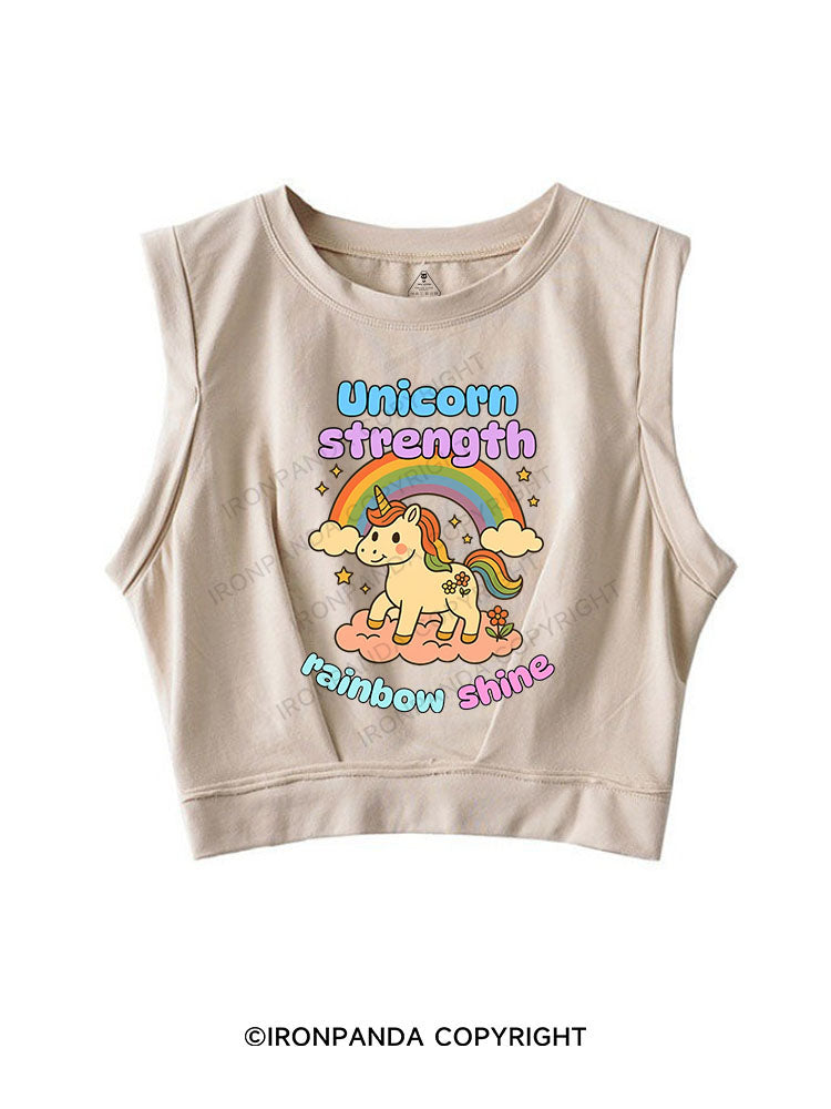 UNICORN STRENGTH RAINBOW SHINE SLEEVELESS CROP TOPS