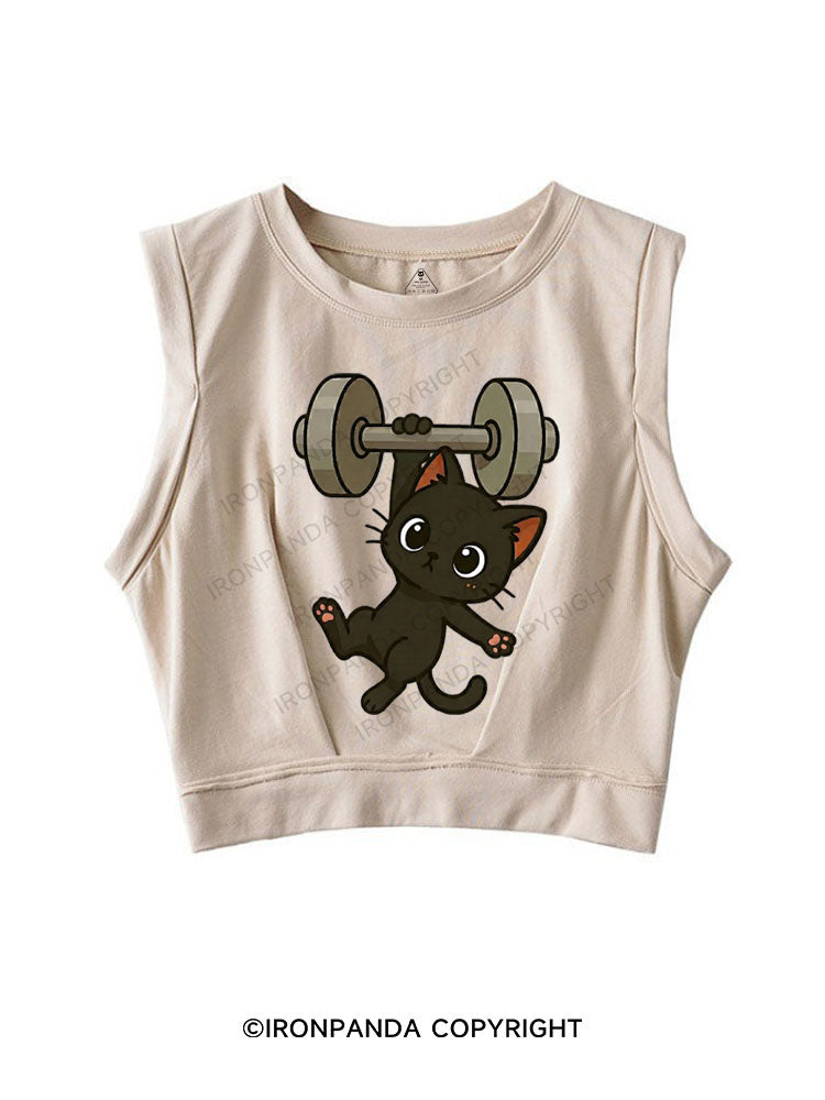 MEOW MUSCLE SLEEVELESS CROP TOPS