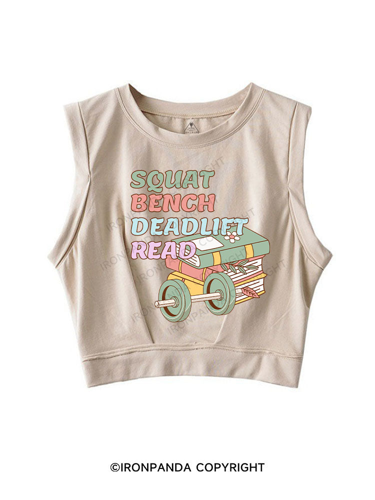 SQUAT BENCH DEADLIFT READ SLEEVELESS CROP TOPS
