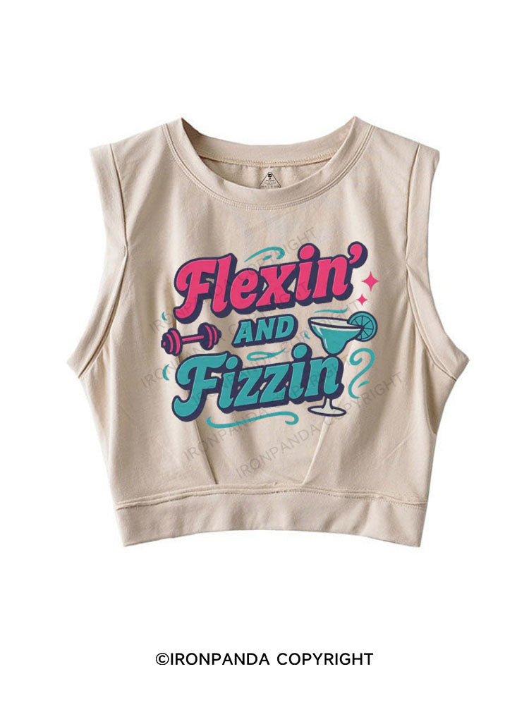FLEXIN' AND FIZZIN SLEEVELESS CROP TOPS
