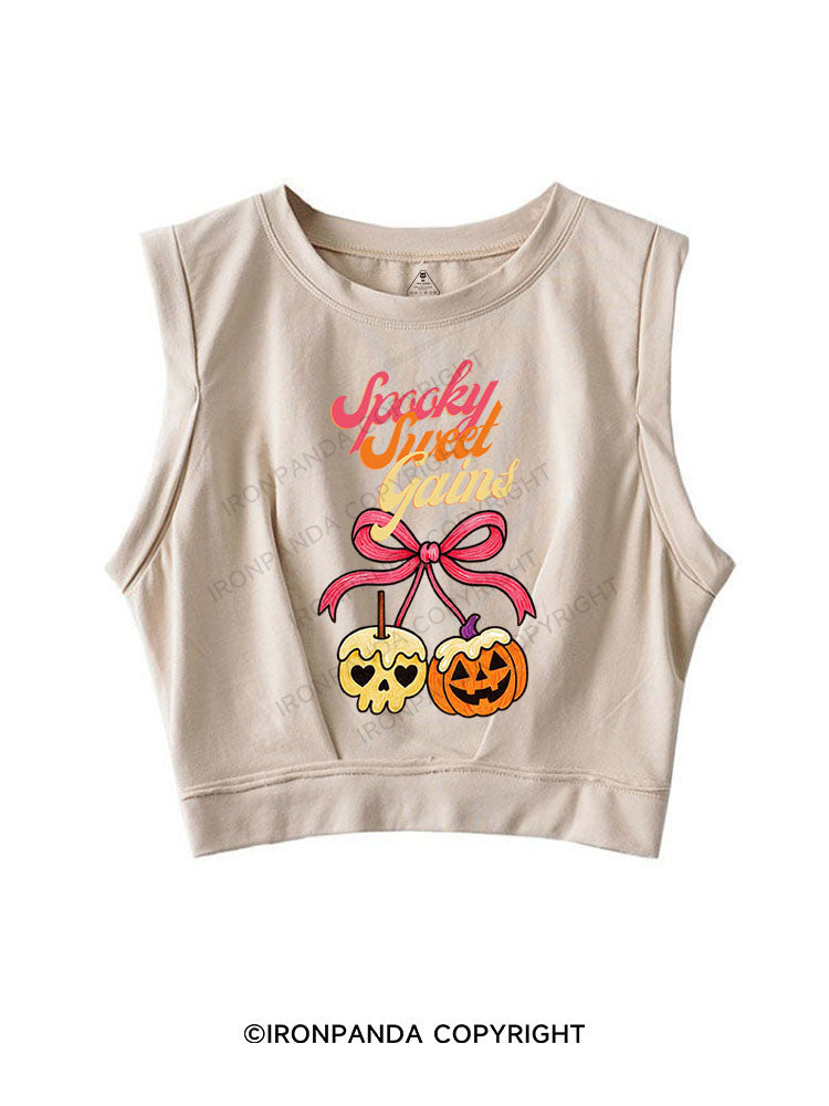 SPOOKY SWEET GAINS SLEEVELESS CROP TOPS