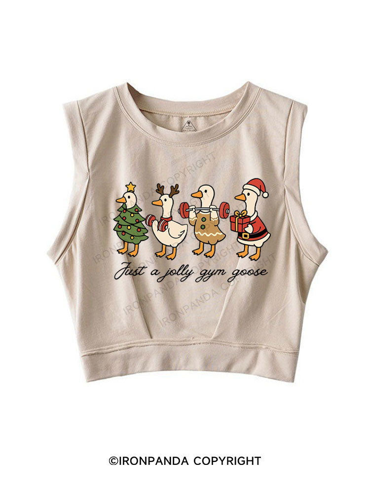 JUST A JOLLY GYM GOOSE SLEEVELESS CROP TOPS