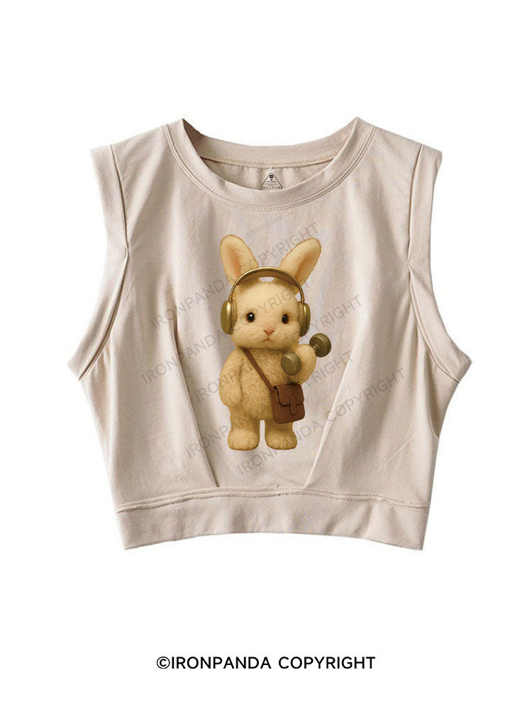 MUSCLE BUNNY MUSIC SLEEVELESS CROP TOPS