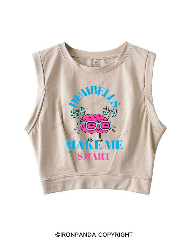 DUMBELLS MAKE ME SMART SLEEVELESS CROP TOPS