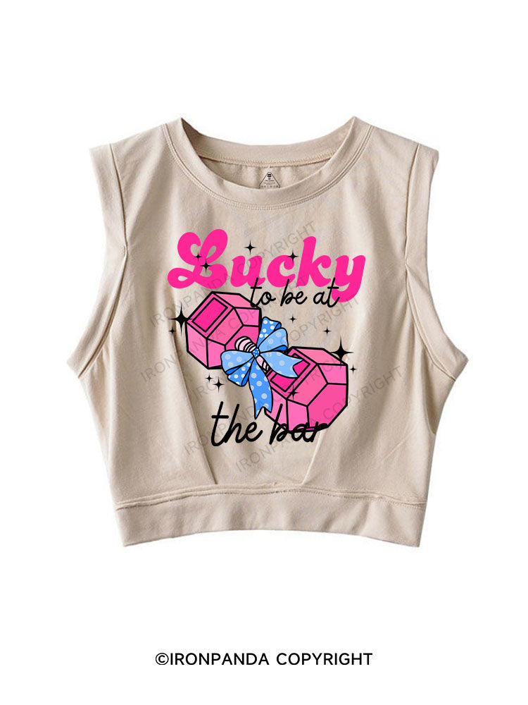 LUCKY TO BE AT THE BAR SLEEVELESS CROP TOPS