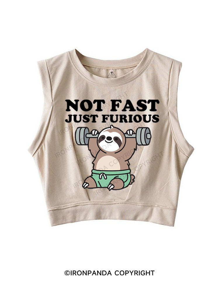 NOT FAST JUST FURIOUS SLEEVELESS CROP TOPS