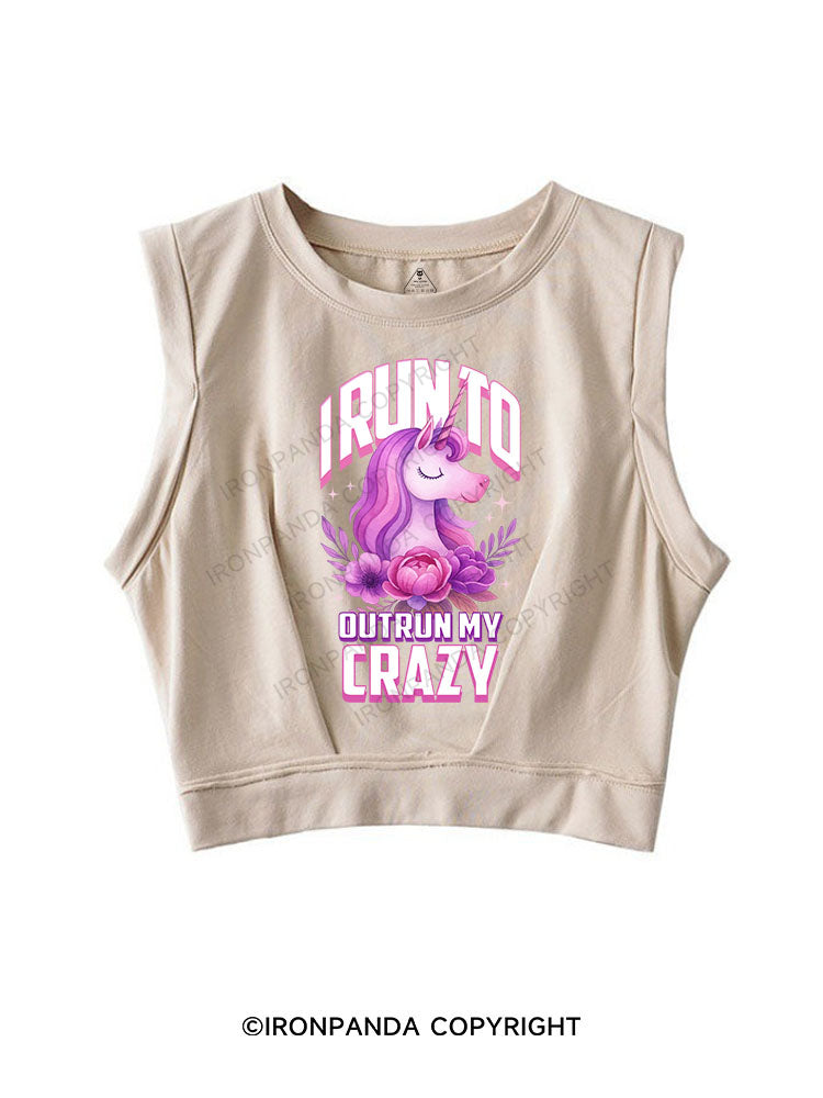 I RUN TO OUTRUN MY CRAZY SLEEVELESS CROP TOPS