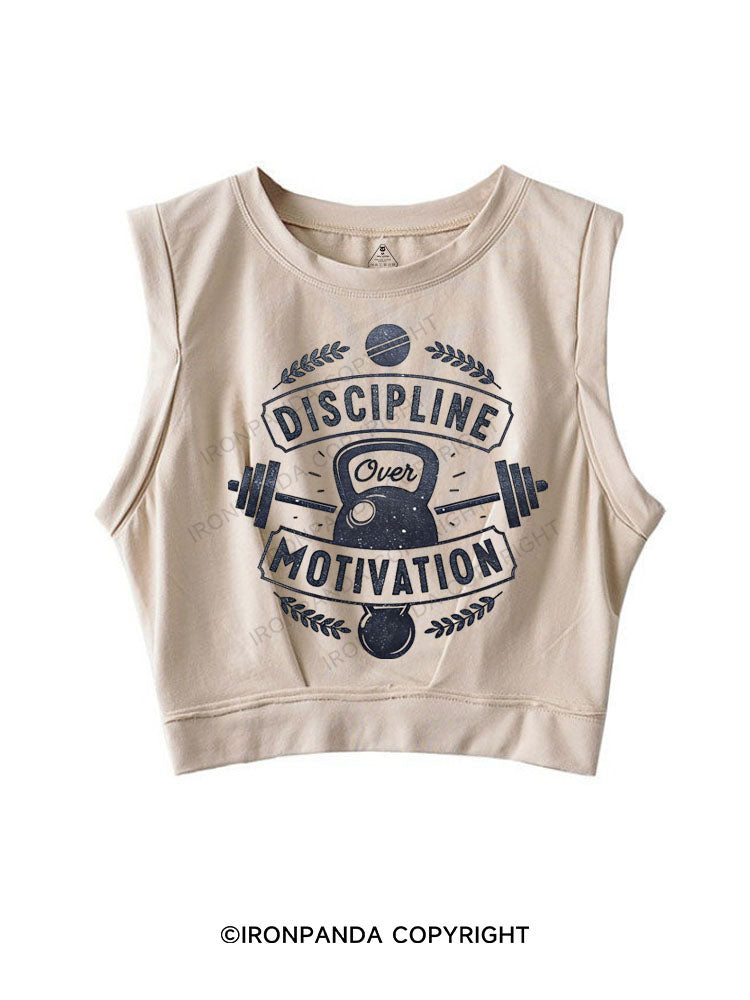 DISCIPLINE MOTIVATION SLEEVELESS CROP TOPS