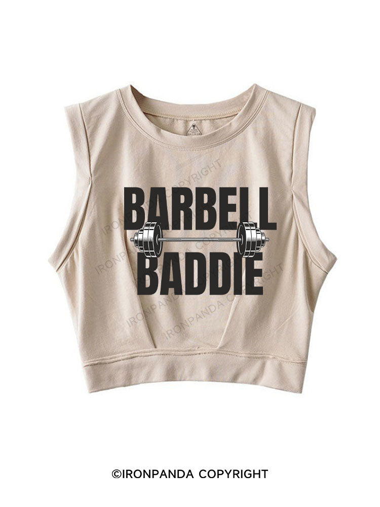 BARBELL BADDIE SLEEVELESS CROP TOPS