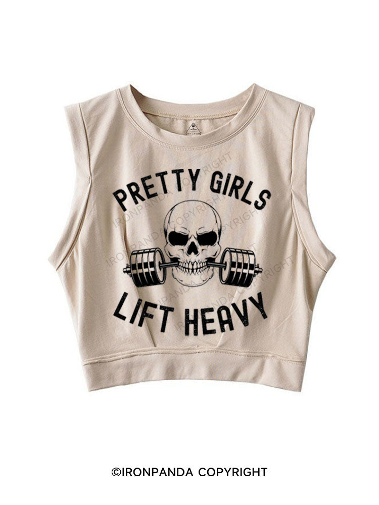 PRETTY GIRLS LIFT HEAVY SKELETON SLEEVELESS CROP TOPS