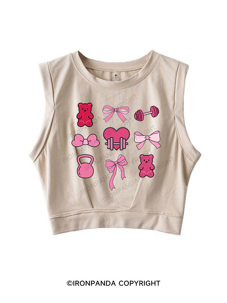 PINK POWER SLEEVELESS CROP TOPS