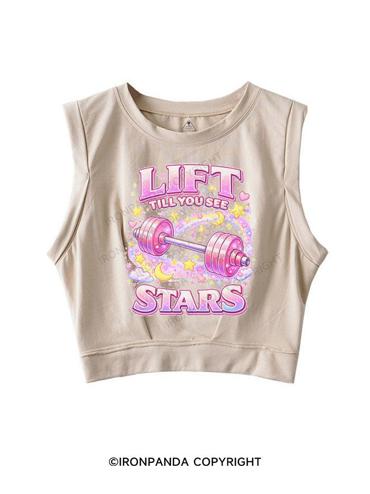 LIFT TILL YOU SEE STARS SLEEVELESS CROP TOPS