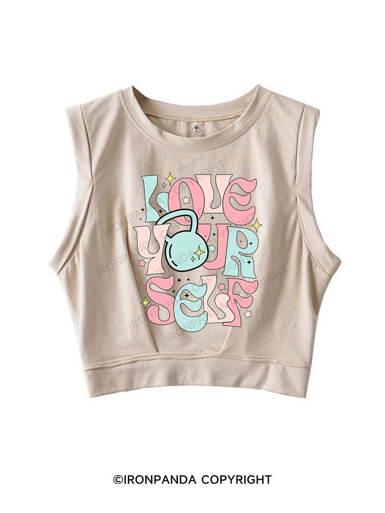LOVE YOURSELF SLEEVELESS CROP TOPS