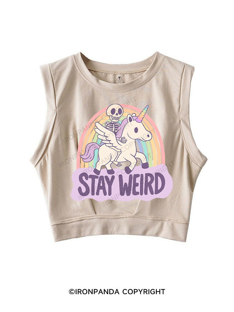 STAY WEIRD SLEEVELESS CROP TOPS