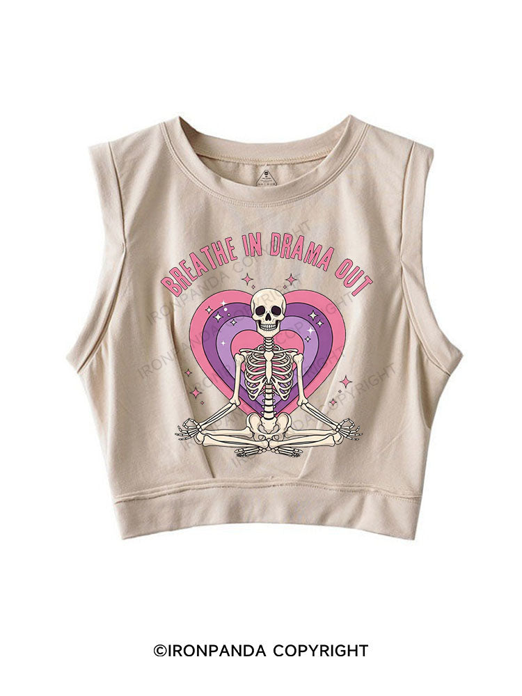 BREATHE IN DRAMA OUT SLEEVELESS CROP TOPS