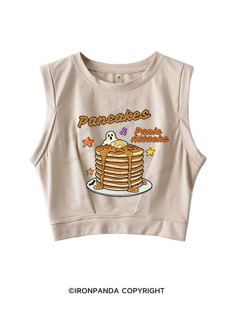 PANCAKES & PANIC ATTACKS SLEEVELESS CROP TOPS