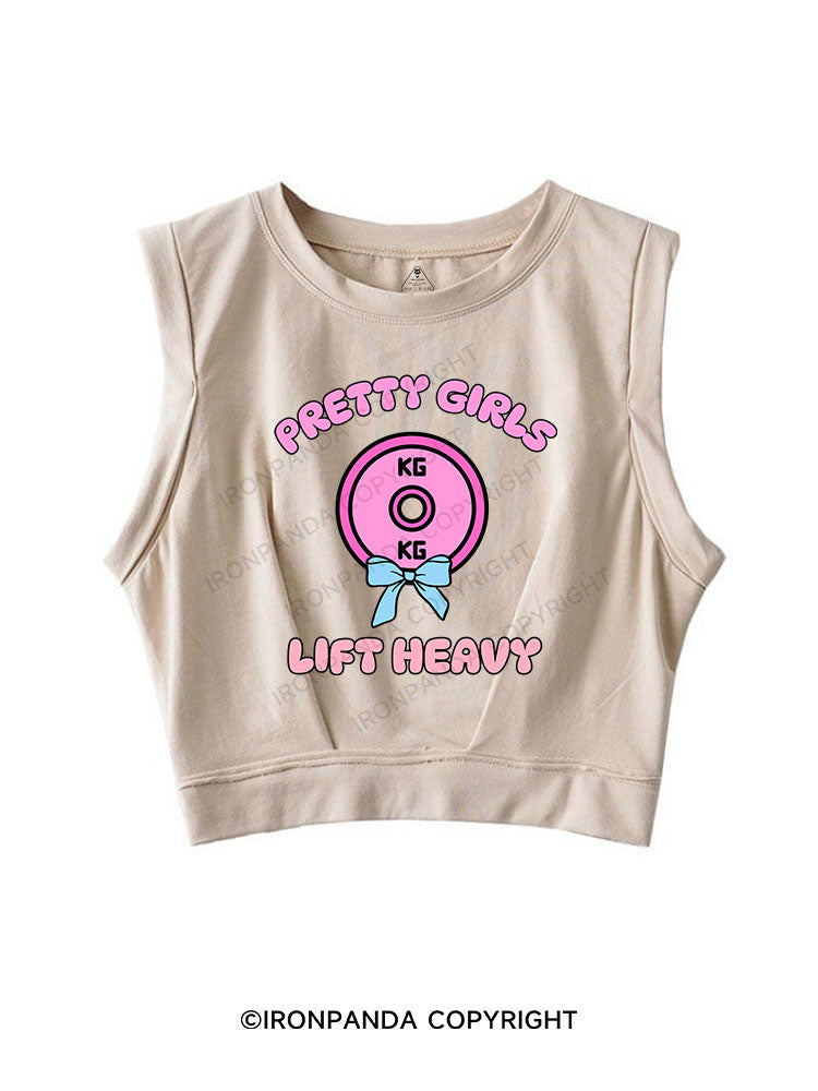 PRETTY GIRLS LIFT HEAVY SLEEVELESS CROP TOPS