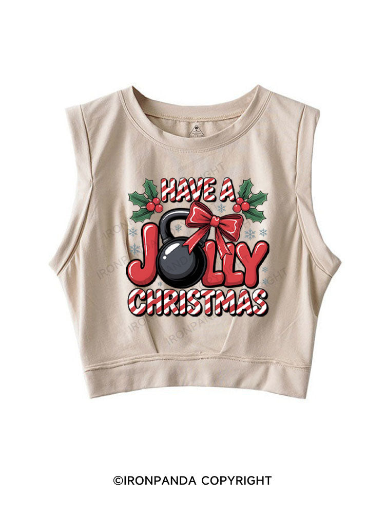 HAVE A JOLLY CHRISTMAS SLEEVELESS CROP TOPS