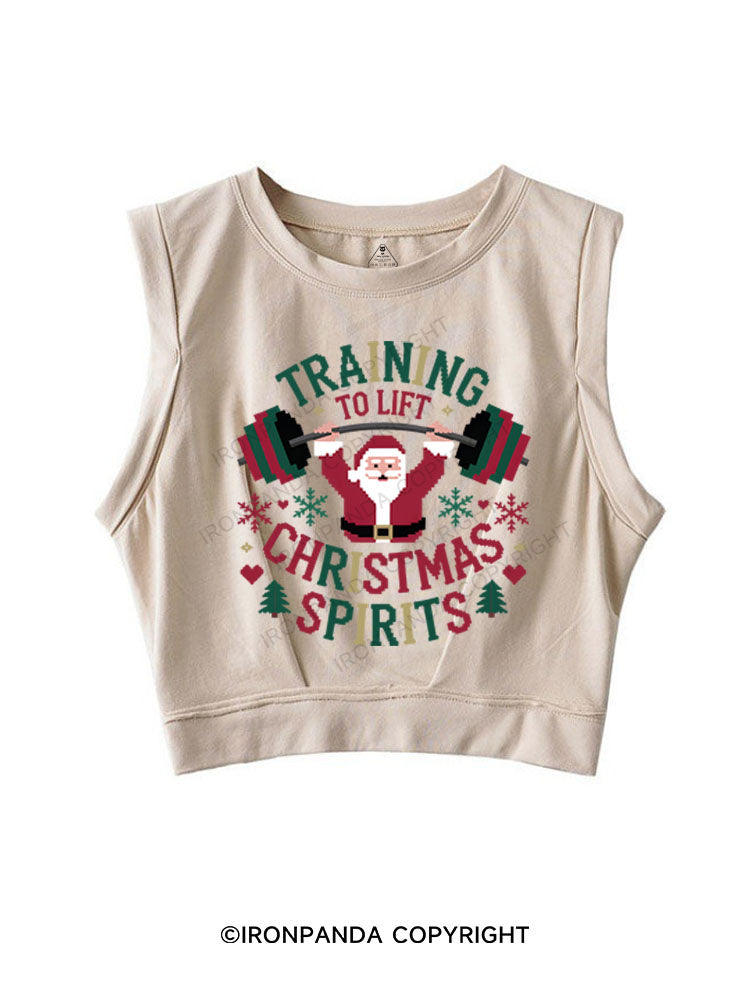 training to lift christmas spirits SLEEVELESS CROP TOPS