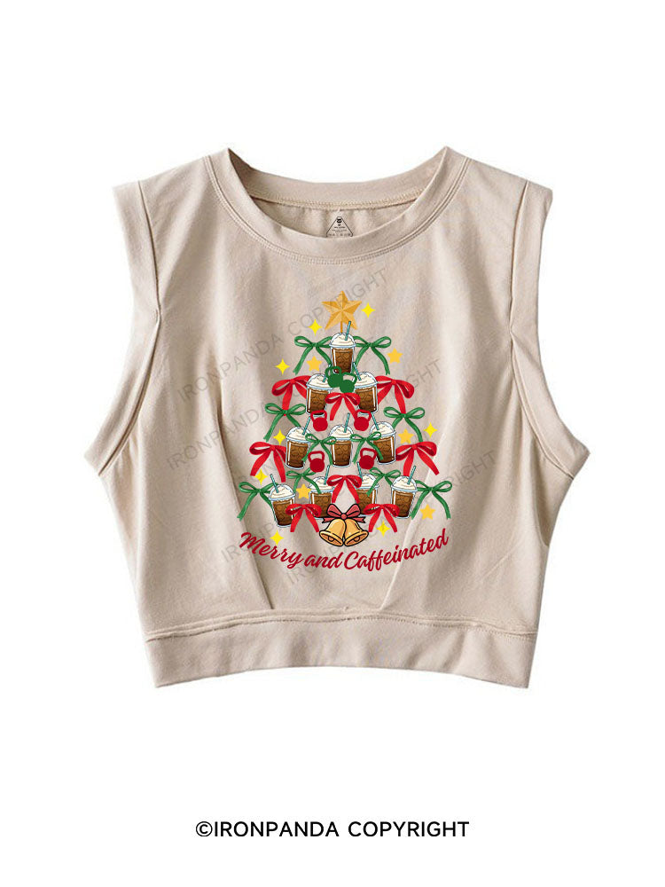 MERRY AND CAFFEINATED SLEEVELESS CROP TOPS