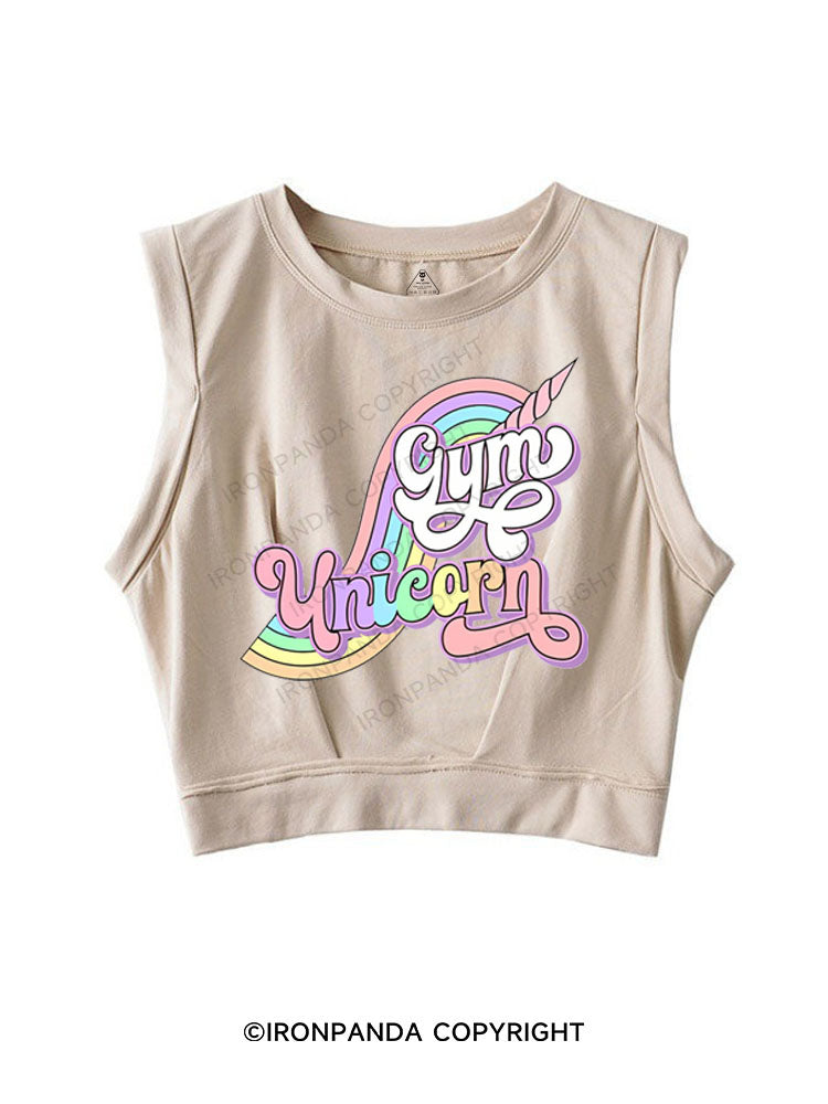 GYM UNICORN SLEEVELESS CROP TOPS
