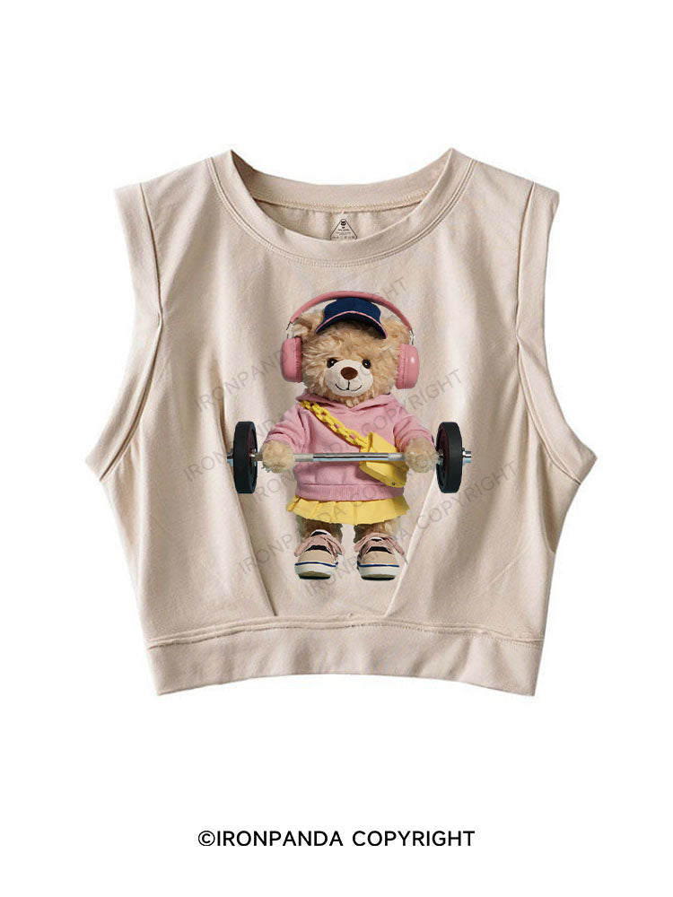 DEADLIFT WITH BEAR POWER SLEEVELESS CROP TOPS