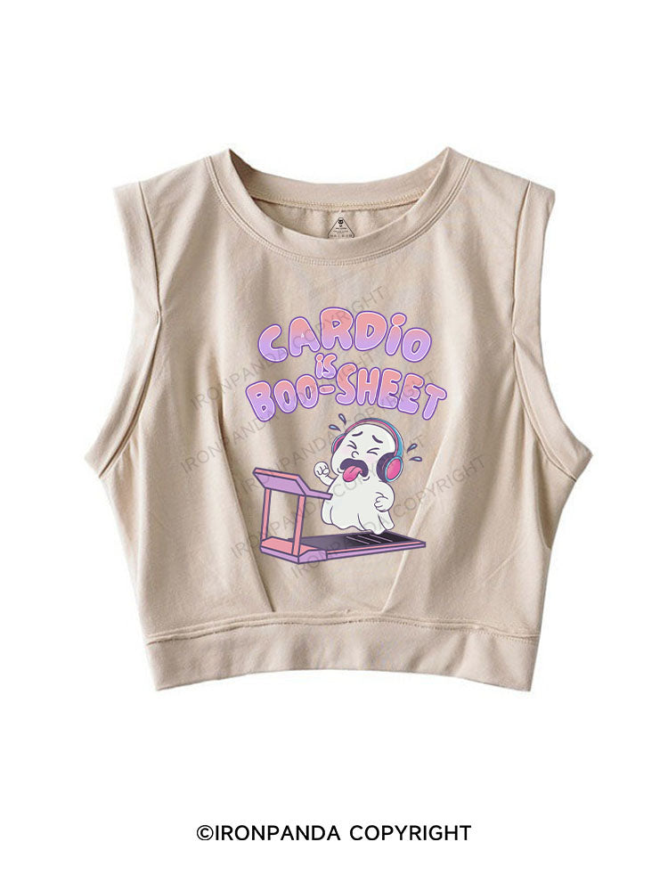 CARDIO IS BOO-SHEET SLEEVELESS CROP TOPS