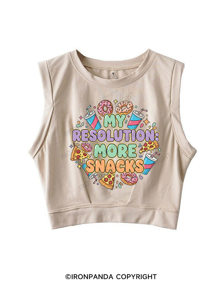 MY RESOLUTION MORE SNACKS SLEEVELESS CROP TOPS