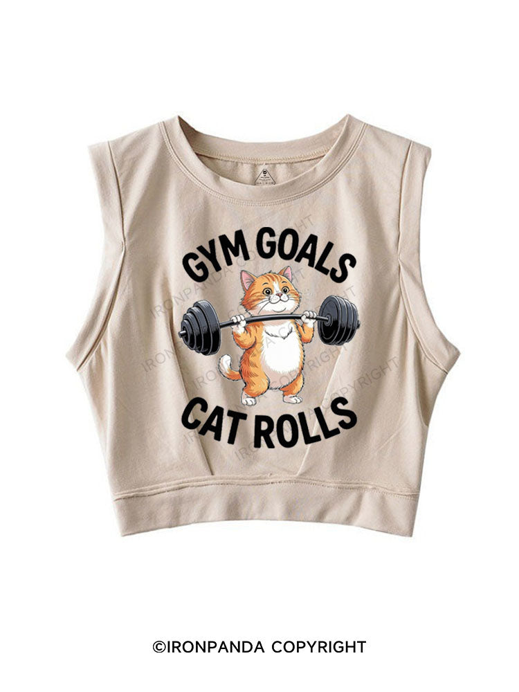 GYM GOALS CAT ROLLS SLEEVELESS CROP TOPS