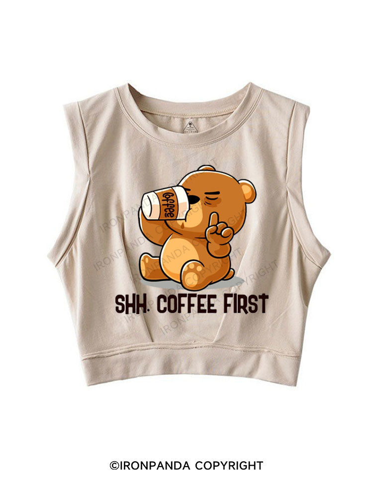 SHH COFFEE FIRST SLEEVELESS CROP TOPS