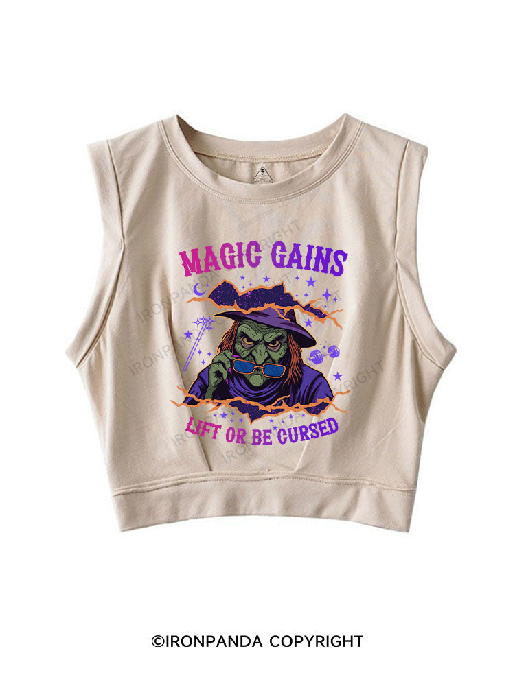 MAGIC GAINS LIFT OR BE CURSED SLEEVELESS CROP TOPS