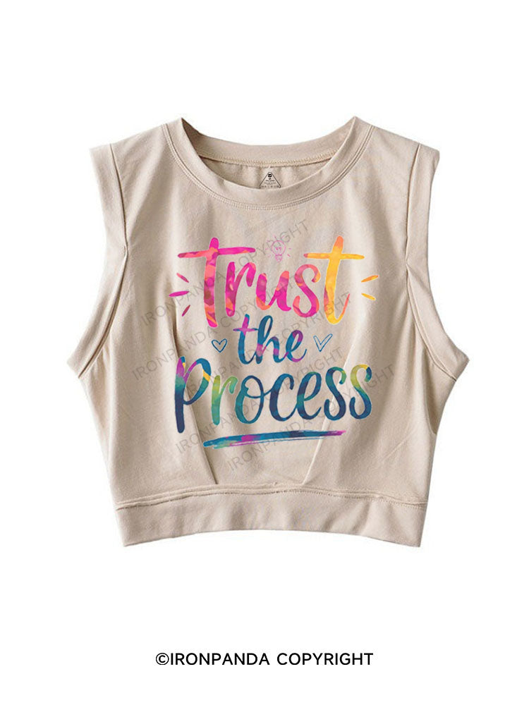 TRUST THE PROCESS SLEEVELESS CROP TOPS