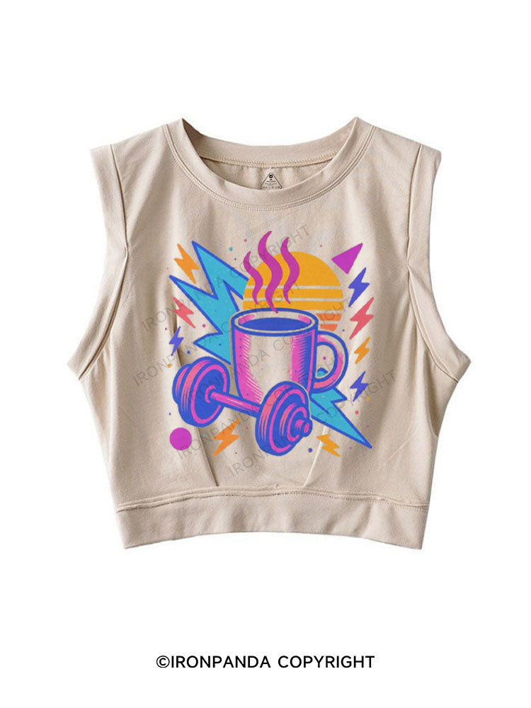 CAFFEINE GAINS SLEEVELESS CROP TOPS