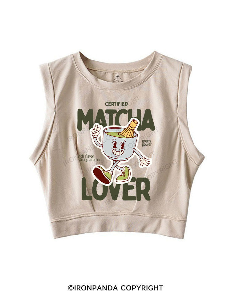 CERTIFIED MATCHA LOVER SLEEVELESS CROP TOPS