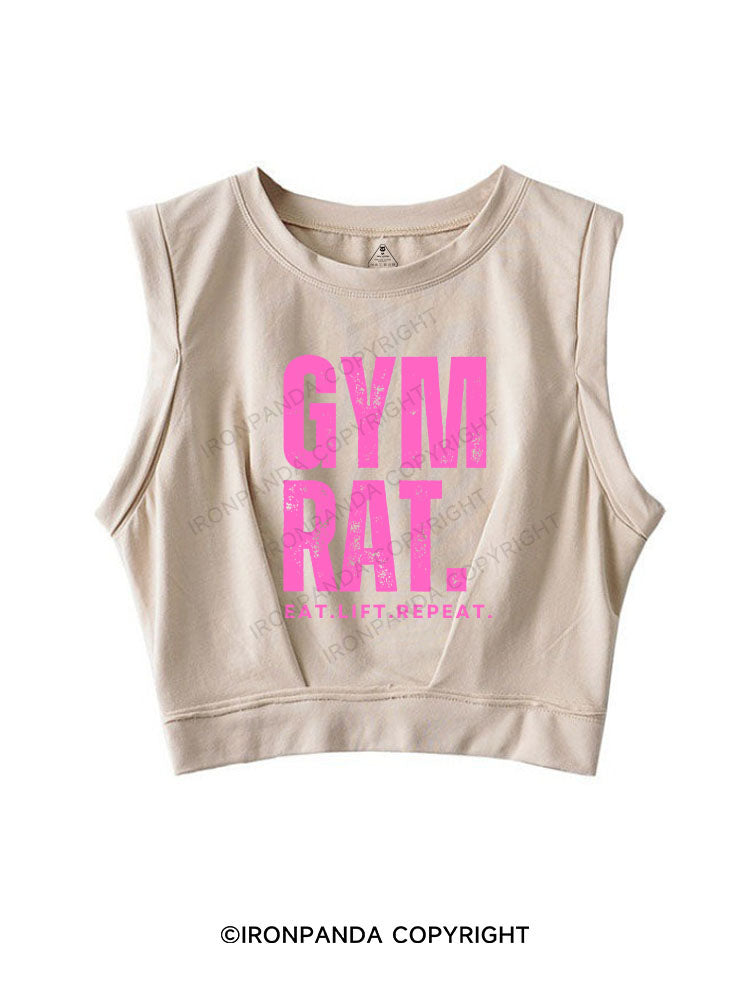 GYM RAT EAT LIFT REPEAT SLEEVELESS CROP TOPS