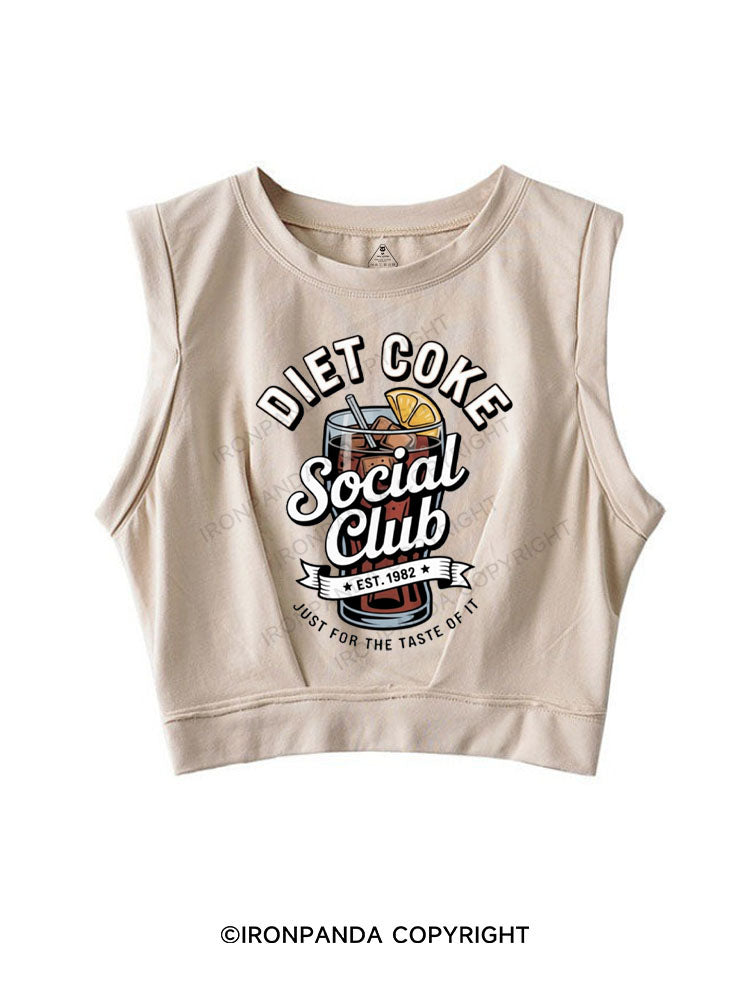 DIET COKE SOCIAL CLUB JUST FOR THE TASTE OF IT SLEEVELESS CROP TOPS