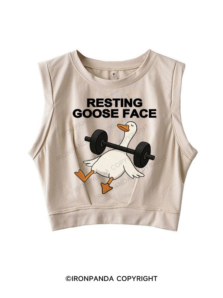 RESTING GOOSE FACE SLEEVELESS CROP TOPS