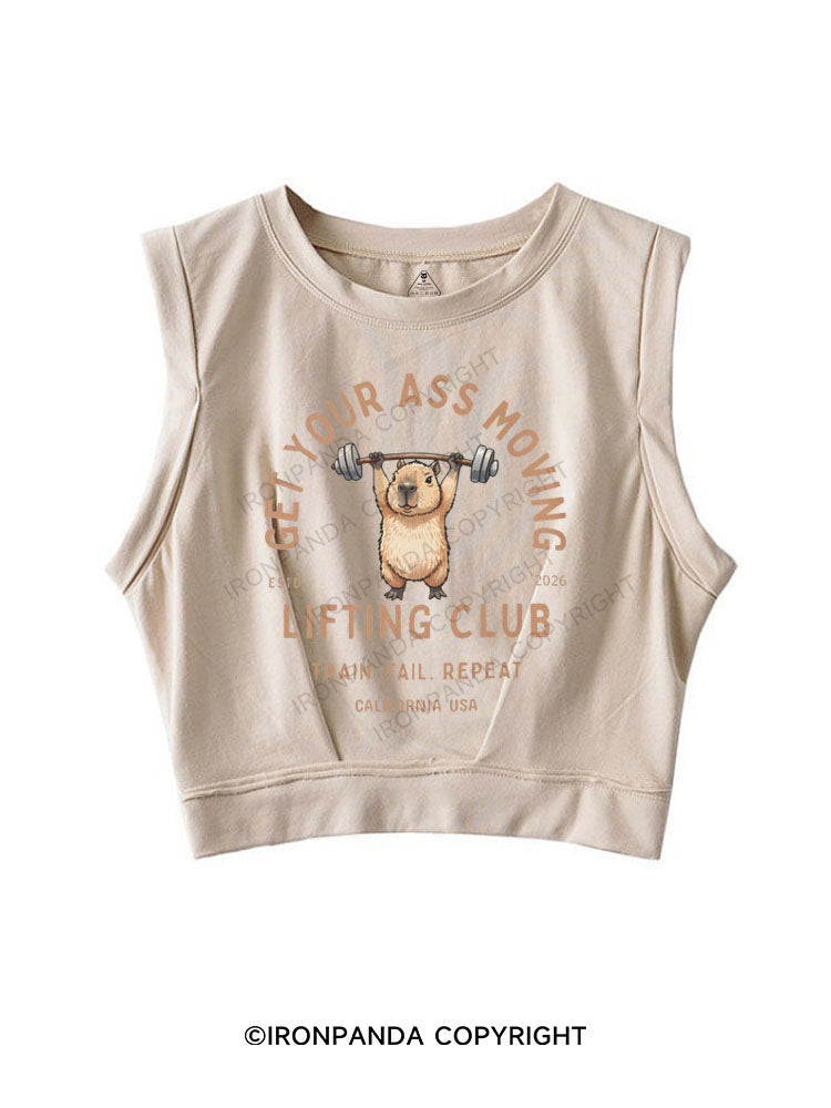 GET YOUR ASS MOVING LIFTING CLUB SLEEVELESS CROP TOPS