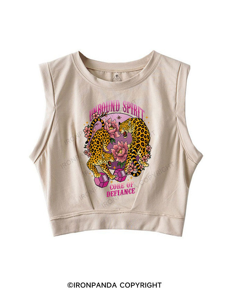 UNBOUND SPIRIT CORE OF DEFIANCE SLEEVELESS CROP TOPS