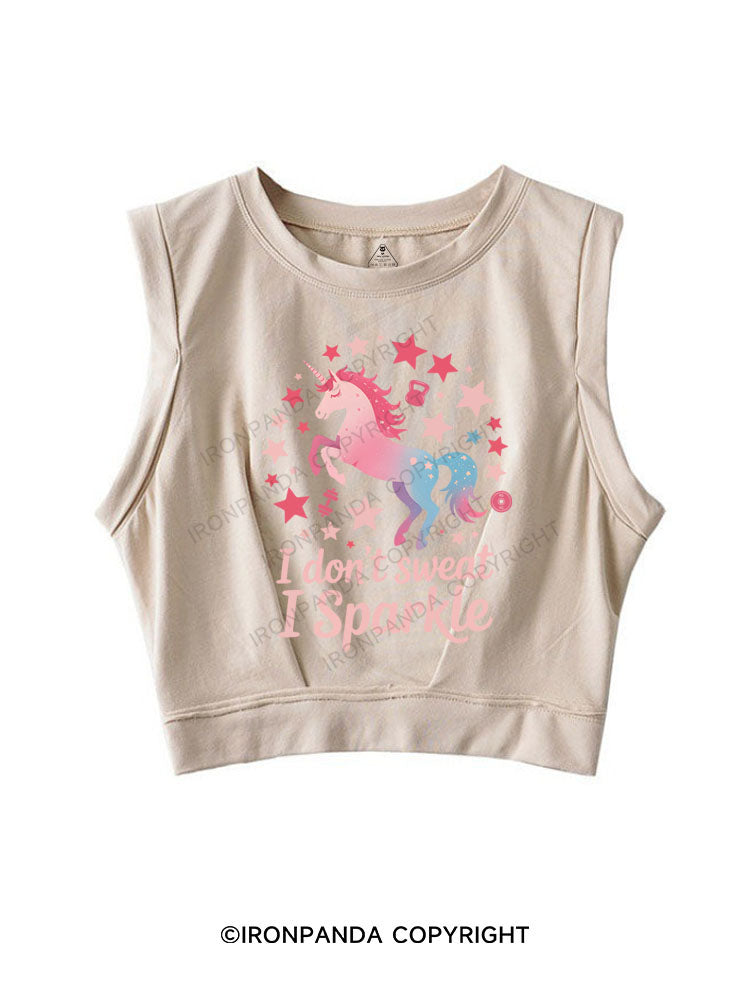 I DON'T SWEAT I SPARKLE SLEEVELESS CROP TOPS