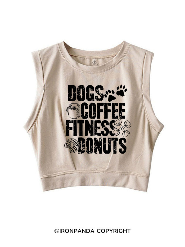 DOGS COFFEE FITNESS DONUTS SLEEVELESS CROP TOPS