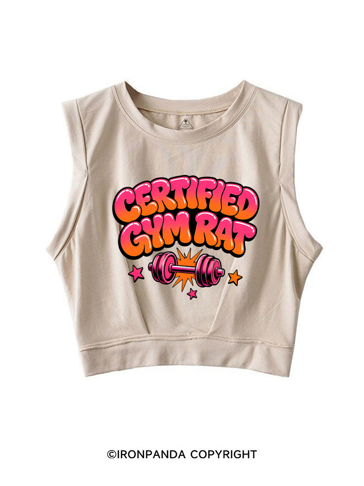 CERTIFIED GYM RAT FUNNY SLEEVELESS CROP TOPS