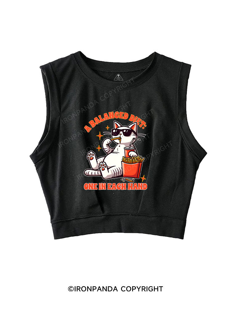 A BALANCED DIET ONE IN EACH HAND SLEEVELESS CROP TOPS