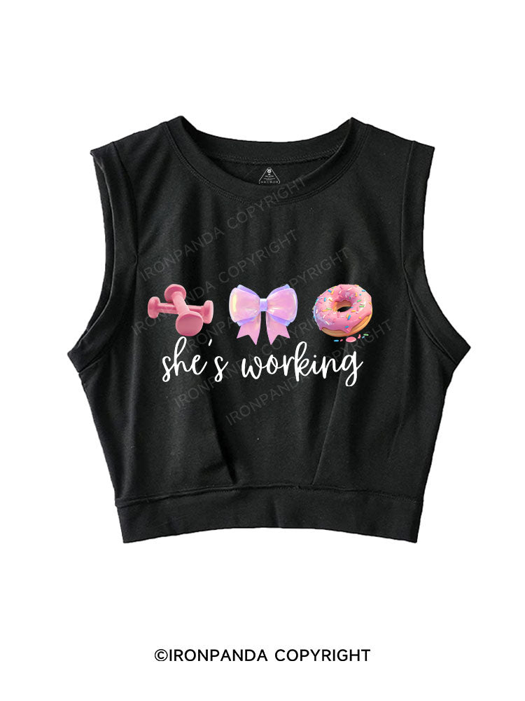 She's working SLEEVELESS CROP TOPS