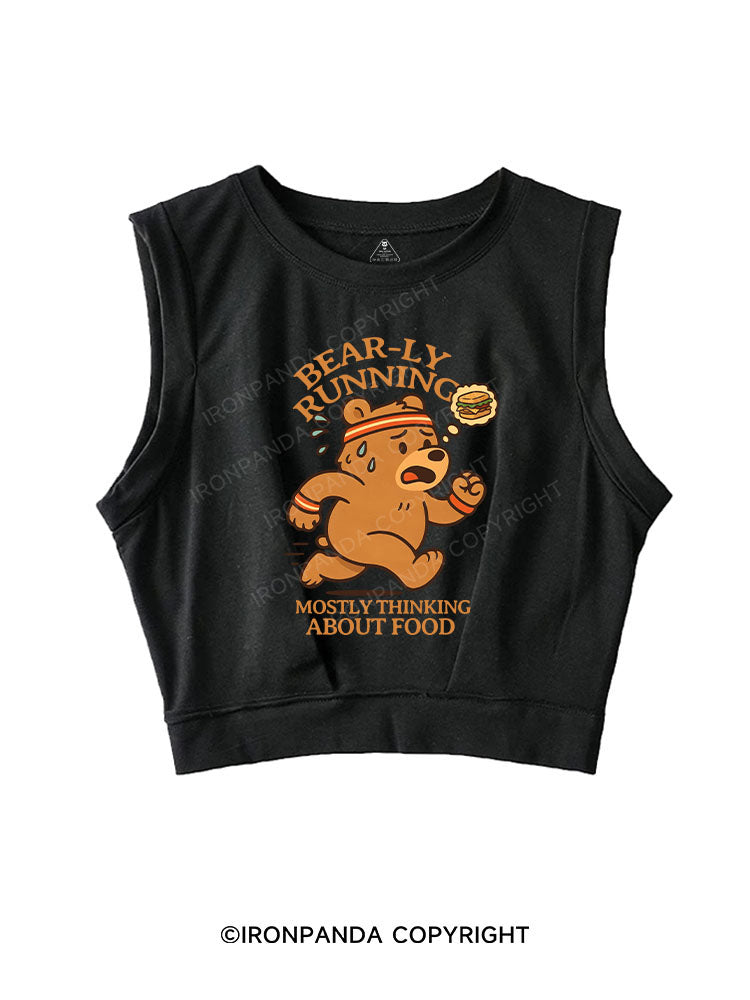 BEAR-LY RUNNING SLEEVELESS CROP TOPS