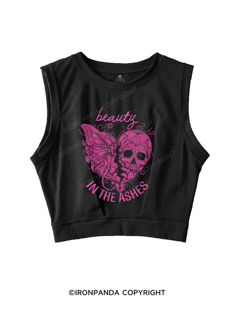 BEAUTY IN THE ASHES SLEEVELESS CROP TOPS