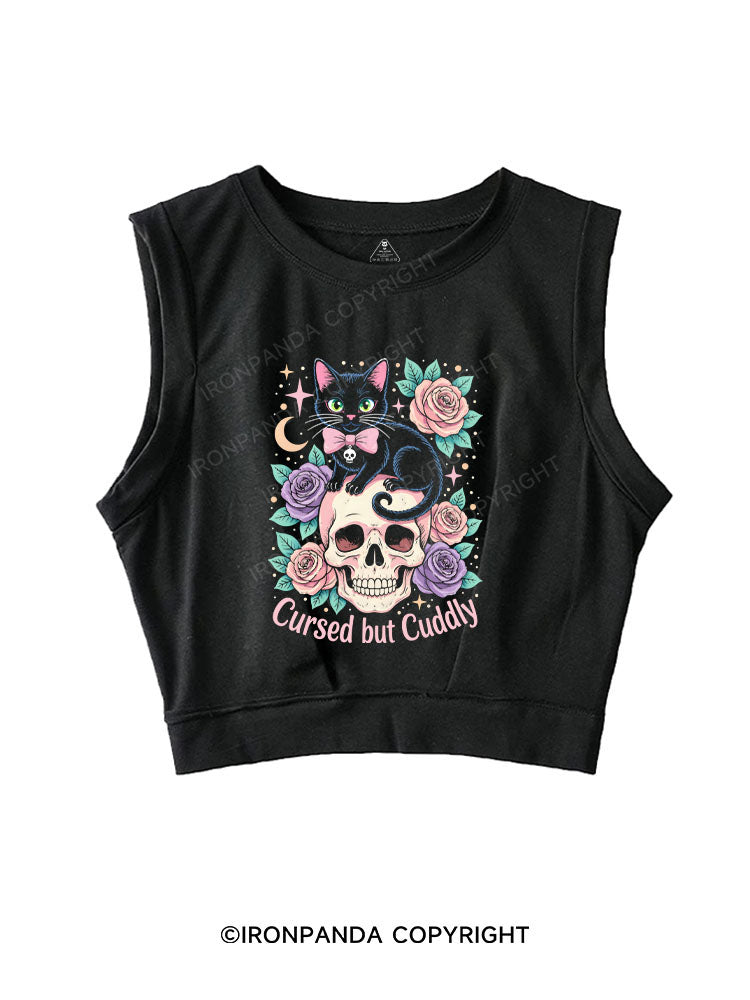 CURSED BUT CUDDLY SLEEVELESS CROP TOPS