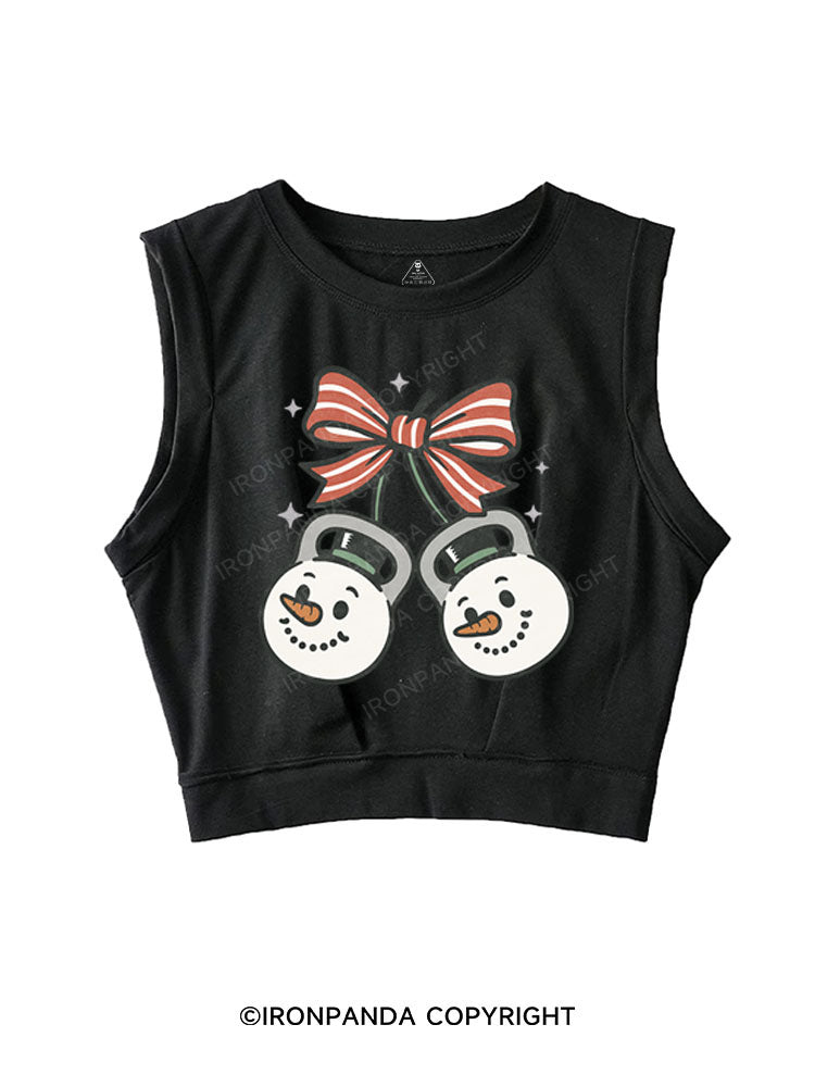 JOLLY SNOWMAN STRENGTH SLEEVELESS CROP TOPS
