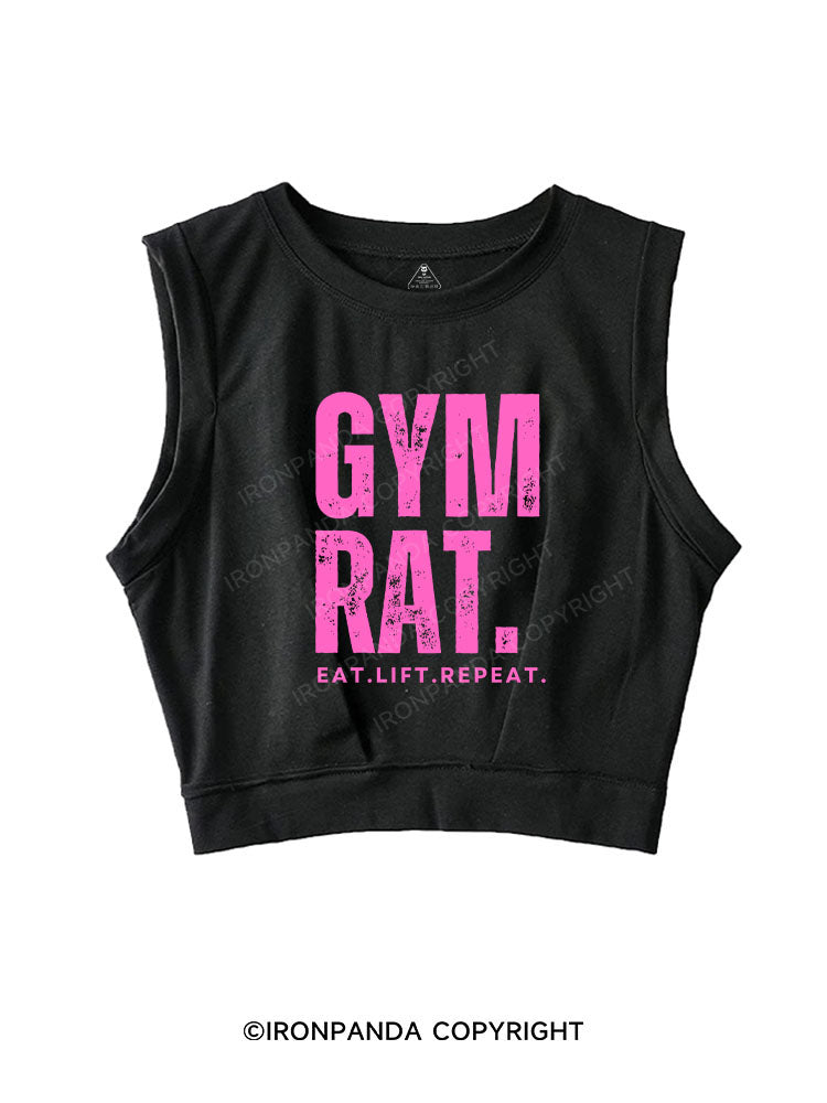 GYM RAT EAT LIFT REPEAT SLEEVELESS CROP TOPS